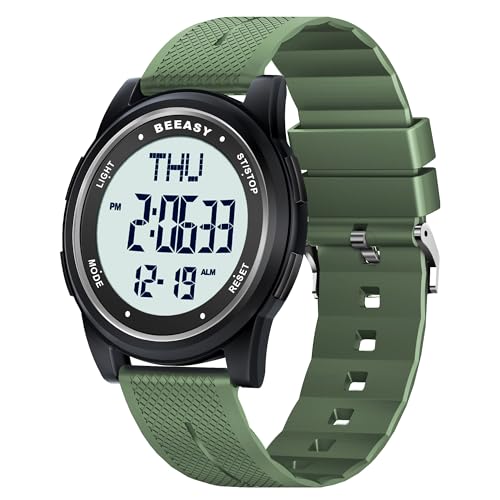 Beeasy Digital Watch Waterproof with Stopwatch Alarm Countdown Dual Time,