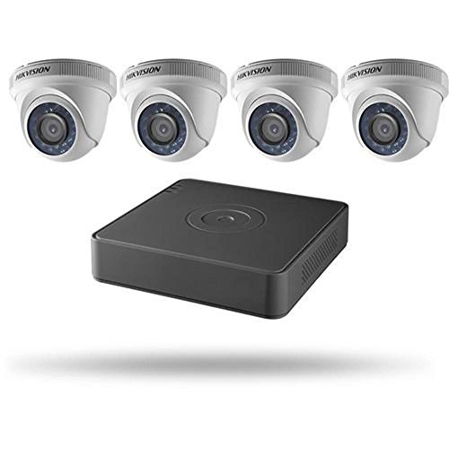 Hikvision USA T7104Q1TA Hikvision Kit, 4 Ch Turbo Hd/Analog Dvr, 1Tb Storage, 4 Outdoor Turret Cameras, Hd1080P, Ir to 60 Ft, 2.8Mm Lens