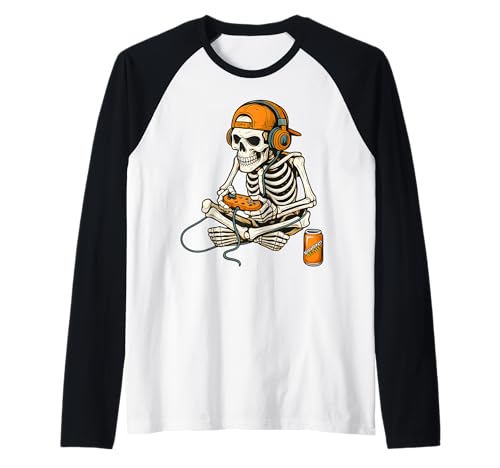Halloween Squelette Gamer Jeux Vidéo Garçons Hommes Enfants T-shirts Manche Raglan