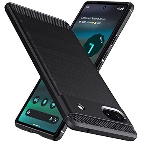 Natbok Compatible for Google Pixel 6A Case, Military-Grade Shockproof Google Pixel 6A Case, [Carbon Fiber Texture] Soft Flexible TPU Slim Anti-Scratch Protective Case for Pixel 6A,Black Cover