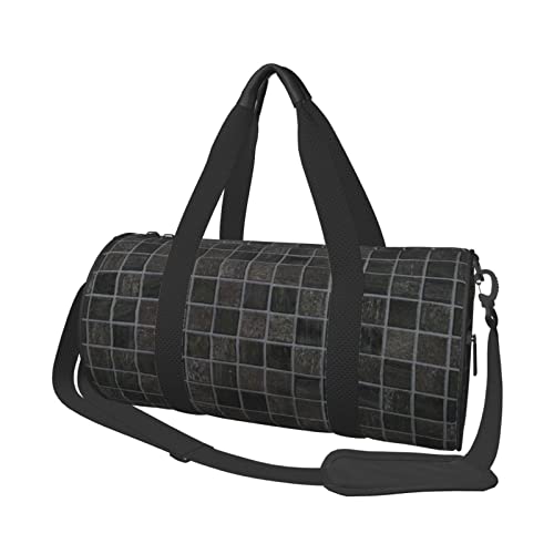 Sac de voyage imprimé mosaïque noire multi-poches pour le sport