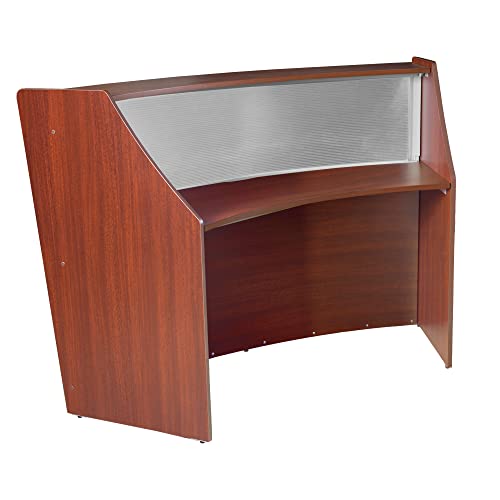 Romig Marque Plexi Single-Unit Reception Curved Desk Workstation “72W x 32D” - Cherry - Thumbnail 3