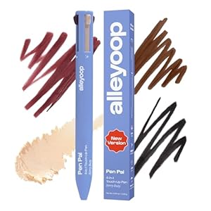 Alleyoop Pen Pal Touch-Up 4-in-1 Makeup Pen, Berry Busy (Medium – Deep) – Travel Make Up Set with Eyeliner, Brow Pencil, Highlighter & Lip Liner – High-Pigment Formula, Easy & Smooth Application