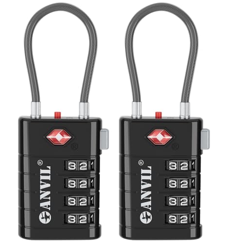 ANVIL TSA Approved Luggage Locks, 4 Digit Combination Travel Suitcase Locks with TSA008 Core and...