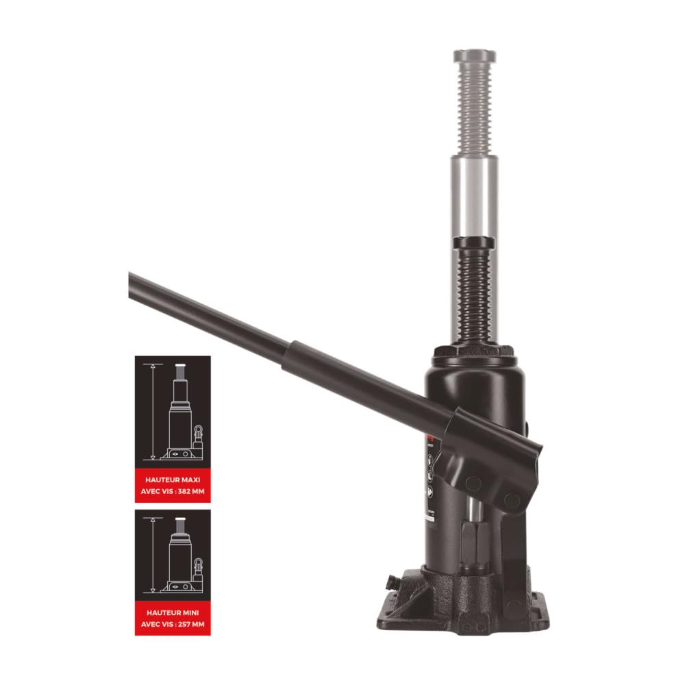 Autobest Cric hydraulique Bouteille 5 Tonnes de 197 à 382 mm