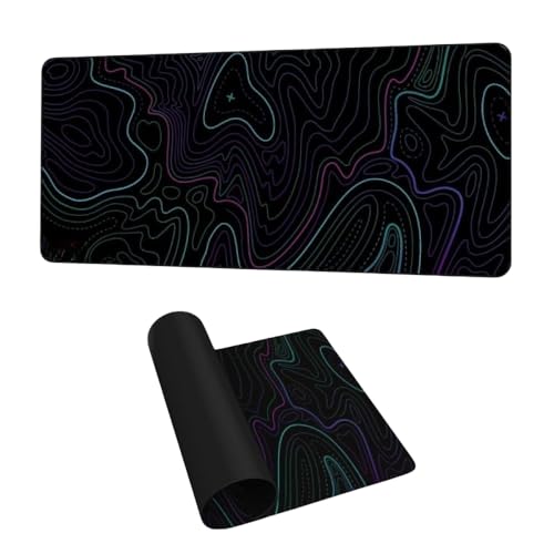 Image of Saco XXL Gaming Mouse Pad for PC - Large Desk Mat 900x400x3mm, Extended Non-Slip Rubber Base, Waterproof Surface, Topography Design, Big Keyboard Mouse Pad for Office & Home Setups