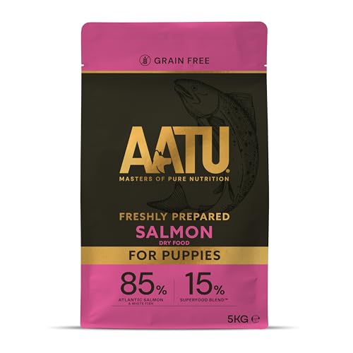 Image of AATU Dry Food for Puppies, 85 /15 Dog Dry Food with Salmon, Dog Food Grain-Free with High Protein Content, Natural Pet Food for Puppies of All Breeds, Puppy Food Dry Food, 5 kg
