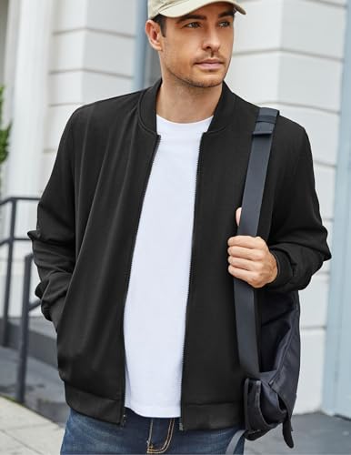 Coofandy Men'S Lightweight Bomber Jacket Casual Varsity Jacket Full Zip Flight Jacket Textured Jacket thumb #2