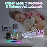 U-picks Digital Alarm Clock,Alarm Clock with Projection,7.4"LED Mirror Clock with 180°Rotating Projector,11 RGB Color Digital Display,10 Color Night Light,5 Level Volume Table Clock For Children,Girls - Image 6