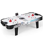 GYMAX Air Hockey Table, 42” Table Top Air Hockey with 2 Pucks, 2 Pushers, LED Scoreboard, Mini Air Hockey Arcade Table Game Room, Dorm Room, Club, Family Recreation Game