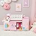 Olivia's Little World Amanda 6-in-1 Wooden Doll Nursery Station with Rocking Cradle, High Chair, Storage, Washing Machine and Sink - for 3 yrs and up, Pretend Play House, Daycare - Pink/Multi