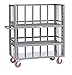 Little Giant S3-A-2460-6PY 3-Sided Adjustable Shelf Truck, 2 Shelf, Slat Sides, 6" Polyurethane, 3600 lb. Capacity, Gray