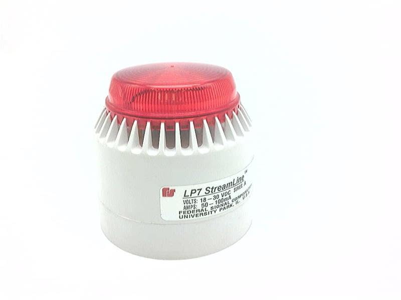 FEDERAL SIGNAL LP7-18-30R 18-30VDC, 8531.80.9051, Audible Visual, CE Compliant, RED, Streamline Sounder Strobe Light