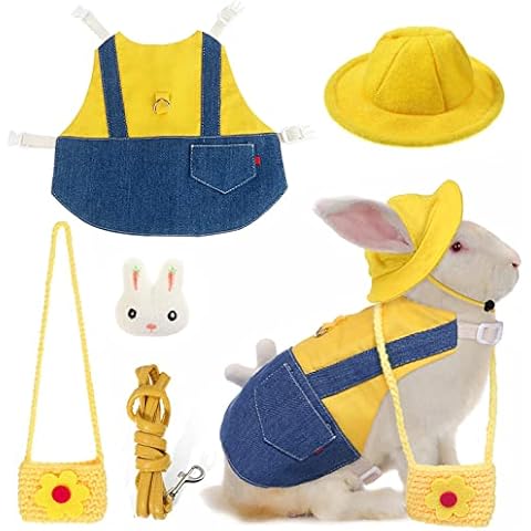 Haustier-Hasenkleider, Denim Kleintiergeschirr Weste und Leine Set Cover