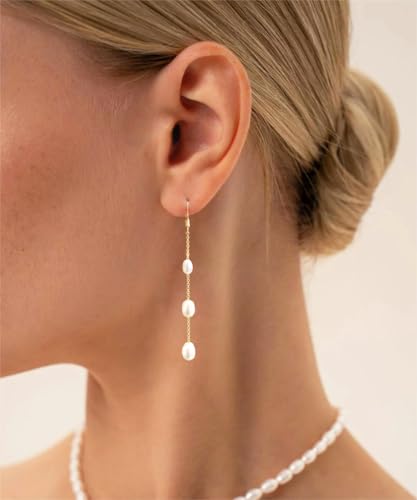 Pearl Earrings for Woman Gold Dangle Aesthetic Dainty Pearl Drop Earrings for Woman Gift and Wedding2