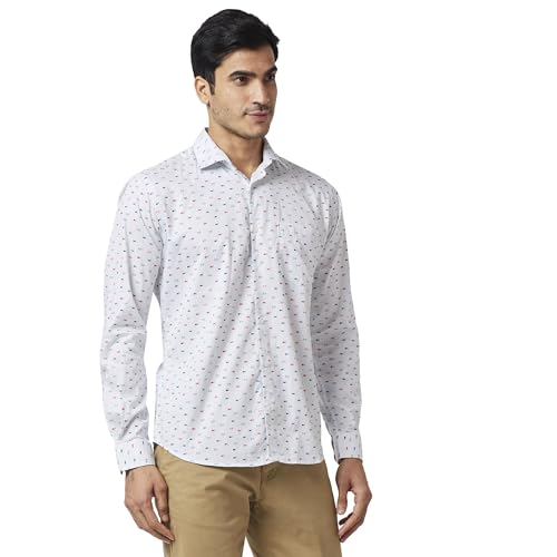 Image of Park Avenue Men's Pure Cotton Print Pattern Slim Fit Cut Away Collar Full Sleeve Casual Shirt