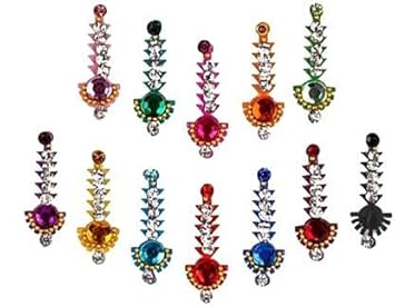 Ecozias Traditional fancy bindi for beautiful lady & girl forehead, nails, tattooing Multicolor Bindis (mugli marathi, bengali bindi, Bollywood style)
