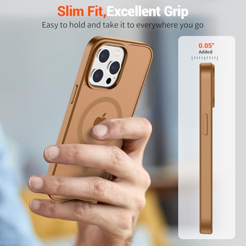 Image of SUPFINE Magnetic for iPhone 13 Pro Case (Compatible with MagSafe) (Military Grade Drop Protection) Slim Translucent Matte Shockproof with Anti-Fingerprint Phone Case,Brown