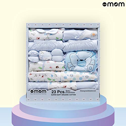 DOTMOM-Newborn-Clothes-100-Cotton-Gift-Set-for-Baby-Shower-Blue-Pack-of-23