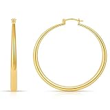 Gacimy 14K Gold Plated Hoop Earrings for Women 14k Real Gold Plated, Chunky 14K Gold Plated Hoops with 925 Sterling Silver Post Thick Hypoallergenic Large Big Yellow Earrings for Women 60mm