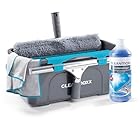 CLEANmaxx Fensterreiniger Set | 7-TLG. Fensterputzer Set für Oberflächen in Haus & Auto - inklusive Fensterabzieher, Fensterwischer, Reiniger, Wischtuch, Eimer & 2 Halterungen für Wischer & Abzieher