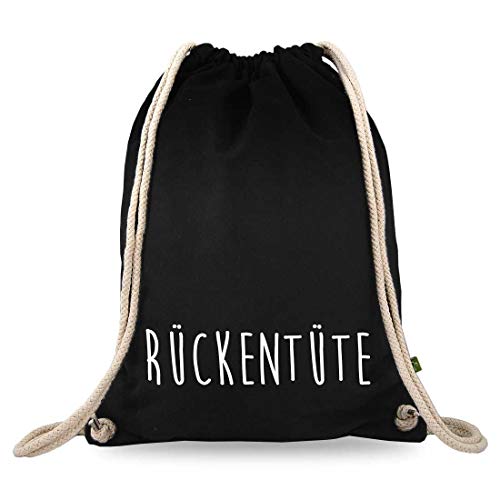 Turnbeutelliebe® Sac de Gym avec Inscription en Allemand « Humoristiques » imprimé - Coton Noir - Sac de Sport - env. 12 l - 37 x 46 cm, Sac à Dos Cover