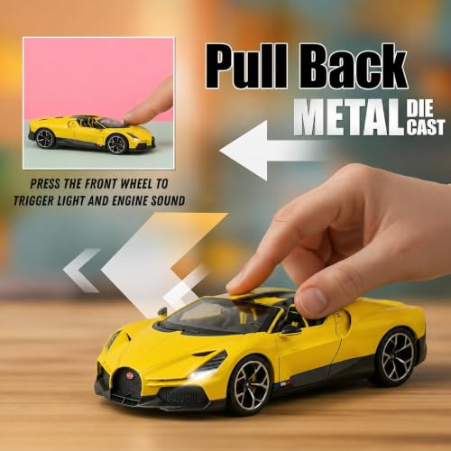 Image of Umadiya Bugatti W16 Mistral Sports Car SUV Car 1:32 Scale Model Exclusive Alloy Metal Pull Back Die-cast Metal Pullback Toy Openable Doors & Light Music Best Gifts Kids【Colors as Per Stock 】