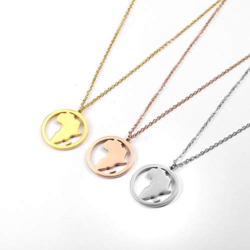 NOUMANDA Fashion Africa Map Necklace Cut Copper Hollow Round Pendant Jewelry3