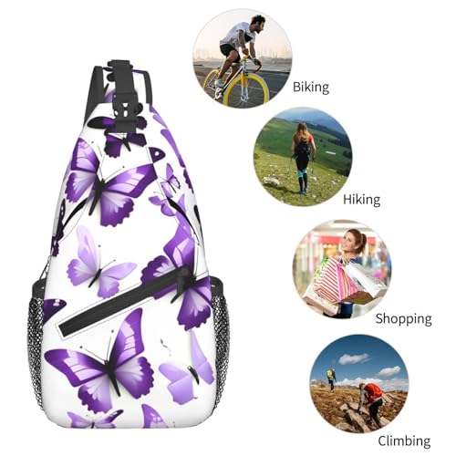 Mochila cruzada compacta con diseño de mariposas negra miniatura 6