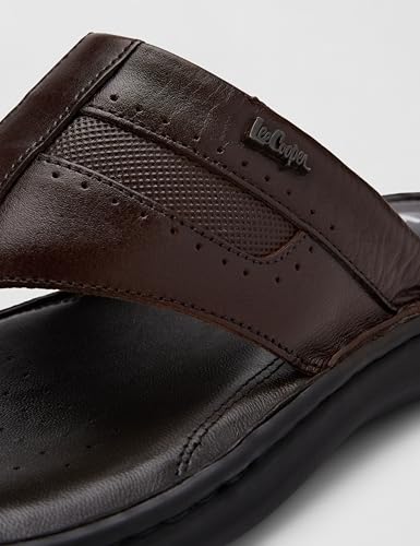 Image of Lee Cooper Men's Genuine Leather Thong Sandals | Sandals For Men | Cushioned Insole & Comfortable