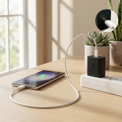 Image of 45W PD Type C Charger with USB C Cable for Samsung Galaxy S26 /S25 /S24 Ultra /S23 FE /S21 FE /M55 /M35 /A55 /Z Fold 7 /Flip 7