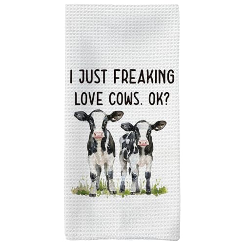 Cow Kitchen Towels Cow Gifts for Woman Cow Lovers Hand Towels Funny Cow Gifts Dish Towels Tea Towels for Kitchen Cow Themed Gifts Cow Kitchen Bathroom Decor 16x24inch