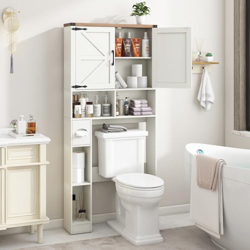 Over-The-Toilet-Storage-Cabinet-Farmhouse-Storage-Cabinet-Over-Toilet-with-2-Barn-Doors-Toilet-Paper-Holder-StandHome-Space-Saving-Toilet-Rack-for-Laundry-Restroom-Bathroom Over The Toilet Storage Cabinet Farmhouse Storage Cabinet Over Toilet with 2 Barn Doors Toilet Paper Holder StandHome Space Saving Toilet Rack for Laundry Restroom Bathroom