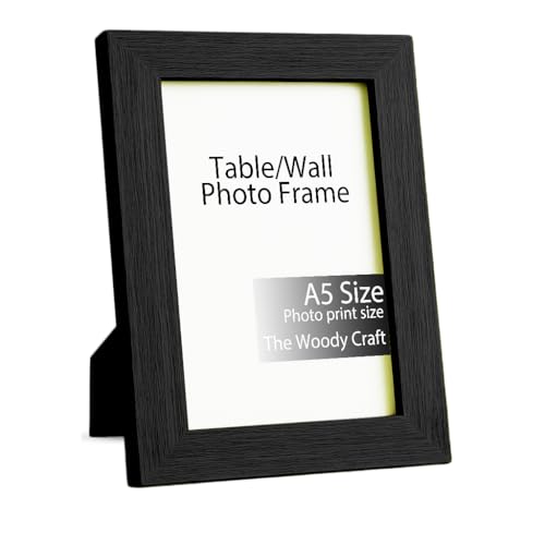 Image of A5 Photo Frame | Elegant Black Photo Frame For Wall | Premium Wooden Photo Frame | Decorative Wall Frame For Home | Vintage Frame (5.8x8.3 inch, Black)