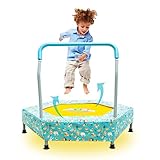 EAQ Trampolín para niños, Cama elástica Plegable de 40 Pulgadas con Mango Ajustable, Cama elástica para niños pequeños con Funda Acolchada de Seguridad
