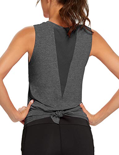 Débardeur de Sport léger en Maille sans Manches pour Femme (Gris, XL) Cover