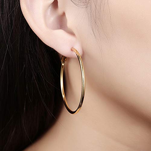 Gslaoz PE951 18K Gold Plated Polished Round Hoop Earrings thumb #6