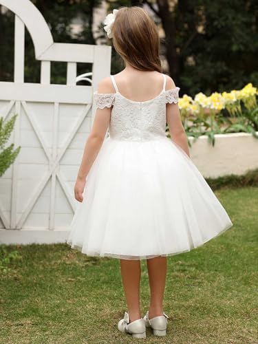 ABAO SISTER White Floral Lace Tulle Cold Shoulder Spaghetti Straps Short Dresses for Girls4