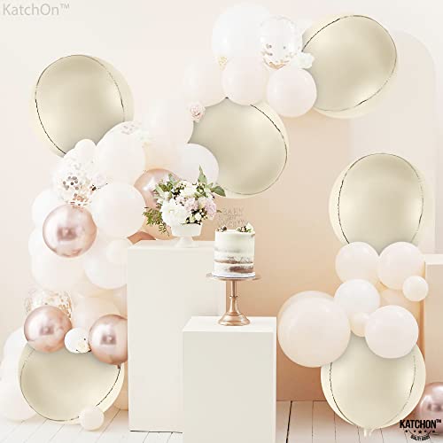Image of KatchOn, Huge White Sand Balloons Set- 22 Inch, Pack of 6 | Mylar Beige Balloon | White Sand Foil Balloons, Mylar Balloon for Graduation Decorations