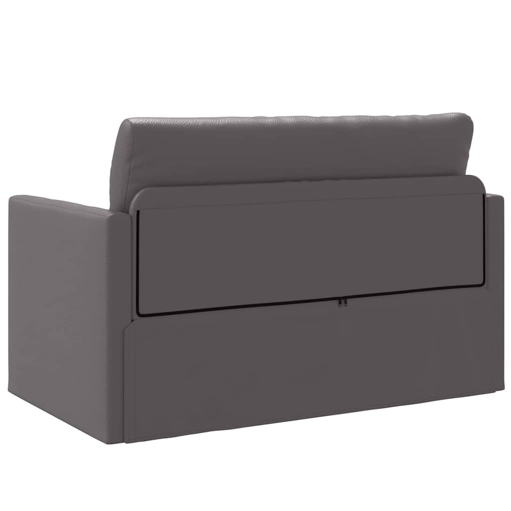 Sofá cama gris de piel sintética, 124 x 71 x 78 cm, moderno sofá plegable con función de sueño, resistente y duradero, para salón, estudio, apartamento, habitación juvenil