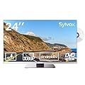 SYLVOX RV TV, 24 inches 12/24V TV for RV 1080P Full HD Smart TV, Built-in APP Store, Support WiFi Bluetooth, Small Android TV for Car Home Camper Truck Boat(Limo Series)