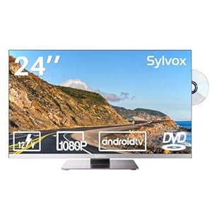SYLVOX RV TV, 24 inches 12/24V TV for RV 1080P Full HD Smart TV, Built-in APP Store, Support WiFi Bluetooth, Small Android TV for Car Home Camper Truck Boat(Limo Series, 2023)