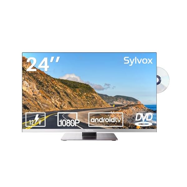 SYLVOX RV TV, 24 inches 12/24V TV for RV 1080P Full HD Smart TV, Built-in APP Store, Support WiFi Bluetooth, Small Android TV for Car Home Camper Truck Boat(Limo Series, 2023)