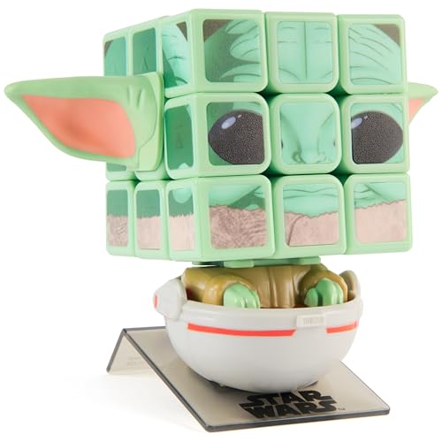 Rubik’s Cube, Star Wars Grogu Cuber with Display, Mandalorian’s The Child, Problem-Solving Brain Teaser, Classic Color-Matching Puzzle, Fidget Toy for Kids, Collectible Star Wars Toy, for Ages 8 & Up