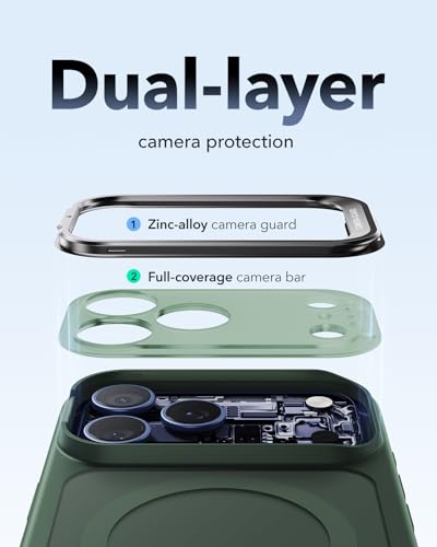 Image of ESR for iPhone 17 Pro Max Case with Stash Stand, Camera Control Cover Compatible with MagSafe, Military-Grade Drop Protection Magnetic Phone Case, Scratch-Resistant Back Cover,Frosted Green