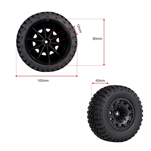 OWSOO 4pcs 105mm RC Wheel 1/10 RC Car Truck Caminhão de percurso curto Pneus de caminhão off-road co