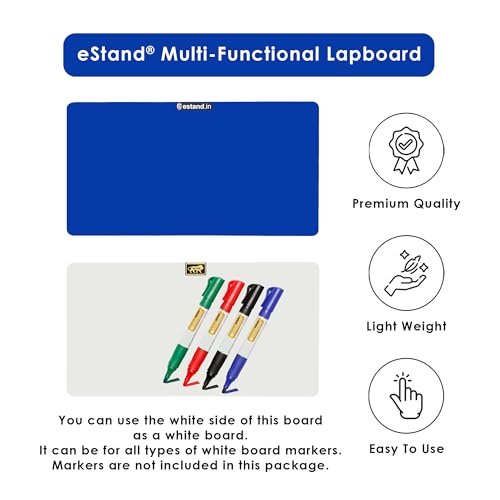 Image of Engineered Wood Lap Board for Study | Home | Dining | Office | Laptop | Computer Desk | Reading & Writing | Multi-Purpose | Made in India | (Blue, Lap Board 12 inchX23 inch Blue)