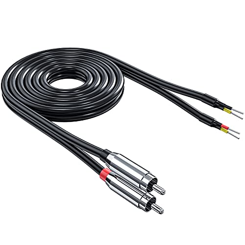 RCA to Speaker Wire, Ancable 18AWG 6.6-Feet Speaker RCA Male Plug Adapter to Bare Wire Open End, RCA Speaker Audio Cable for Amplifier Receiver, Speakers Stereo Cord Wire to RCA Male Adapter