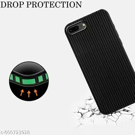 Image of Compatible with iPhone 7 Plus /8 Plus | Premium Textured Microfiber Candy Protective Case | Shock-Absorbing Back Cover with Enhanced Camera Guard (Black)