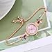 ADSBIAOYE Women's Fashion Simple Floral Bracelet Watch Diamond Quartz Light Luxury Watch (Pink)
